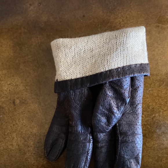 Vintage Women’s Dark Brown Gloves 100% Leather Size 7 Wool Lining Made in Italy - Picture 9 of 9